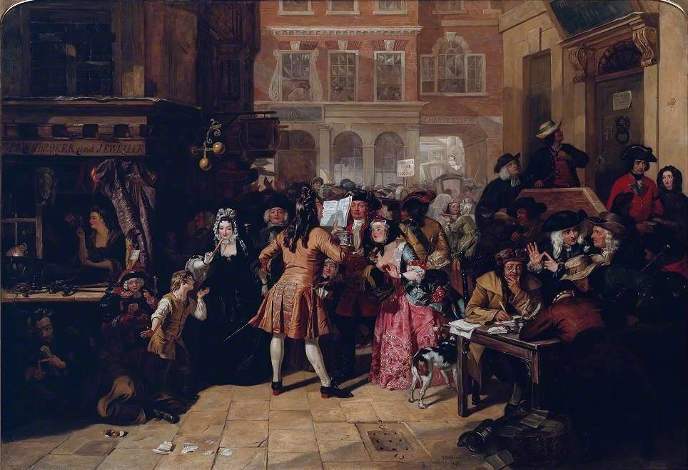 Edward Matthew Ward-26-La bolla del Mare del Sud, una scena di Change Alley nel 1720 - National Gallery, Londra